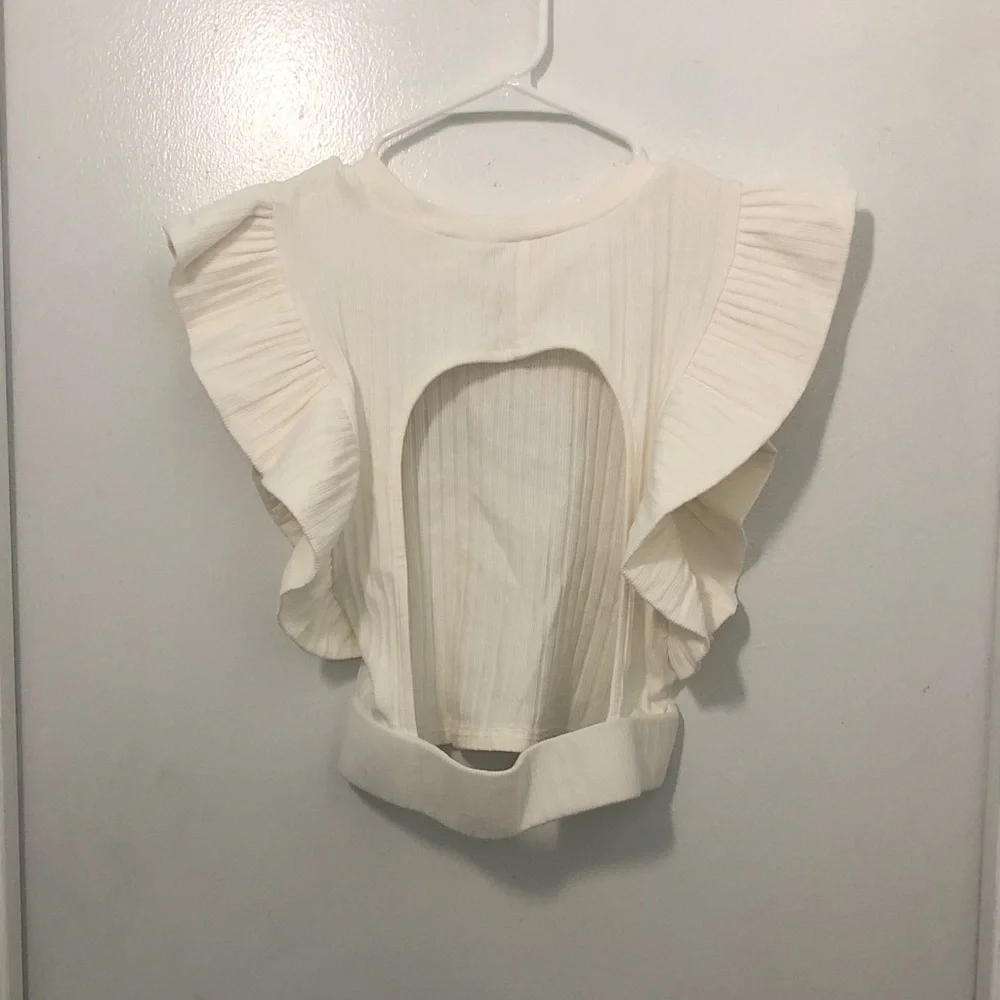 Mittoshop Cream Ribbed Knit Top